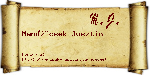 Manácsek Jusztin névjegykártya